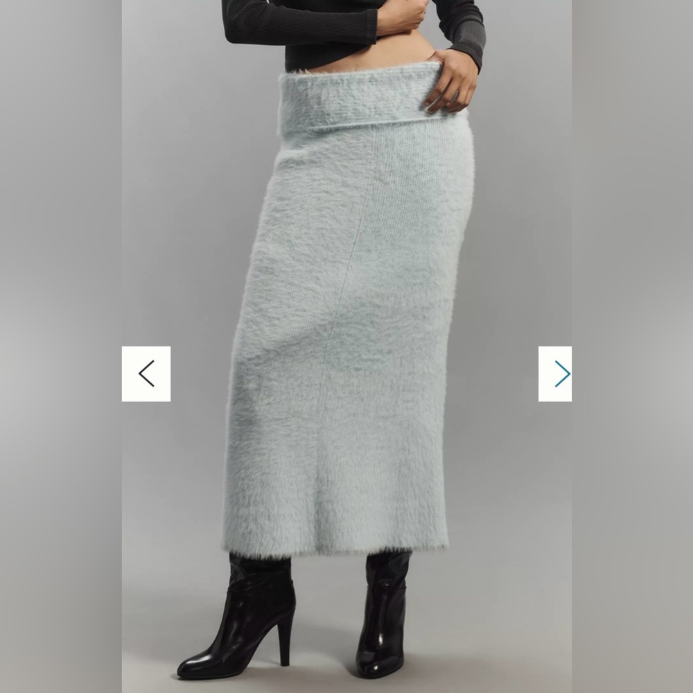 Maeve Foldover-Waist Sweater Column Midi Skirt